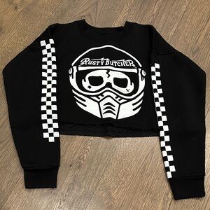 Black and White Cropped Sweatshirt